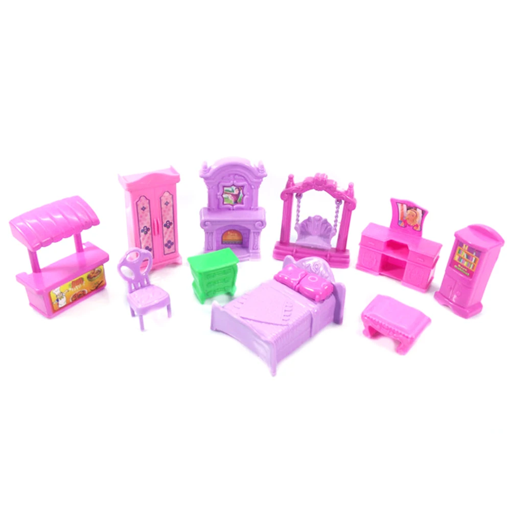 22Pcs Dollhouse Play Set Plastic Furniture Miniature Rooms Baby Kids Pretend Play Toys Dollhouse