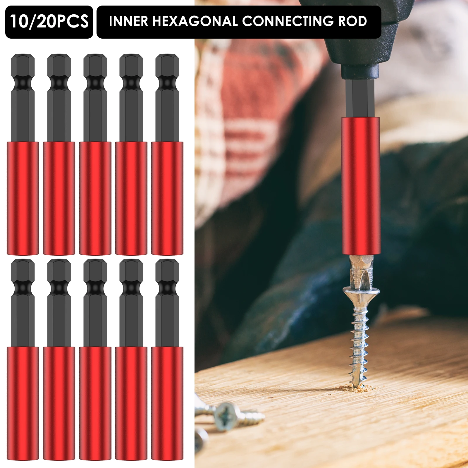 

20/100Pcs 1/4inch Hex Shank Extension Bit Holder Magnetic Screwdriver Extension Quick Aluminum Alloy Drill Bit Sets for Nuts