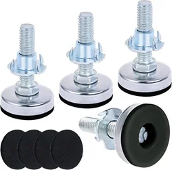 12Pcs Furniture Table Legs Felt Glide Pads M6 Adjustable Leveling Feet With T-Nut Leveler Sliders Protectors for Hardwood Floors