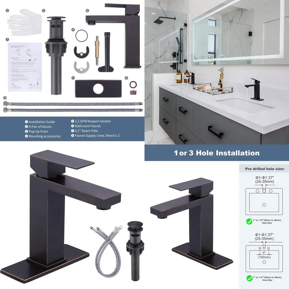 

Смеситель для унитаза с одной ручкой, натертая маслом бронза, 3 отверстия, с палубой и выдвижным сливом
