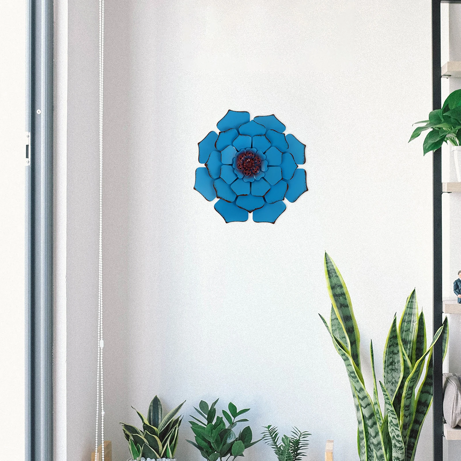 

1pc Iron Wall Decor Hanging Flower Faux Metal Vintage Floral Ornament for Bedroom Living Room Home Hotel Background Adorn