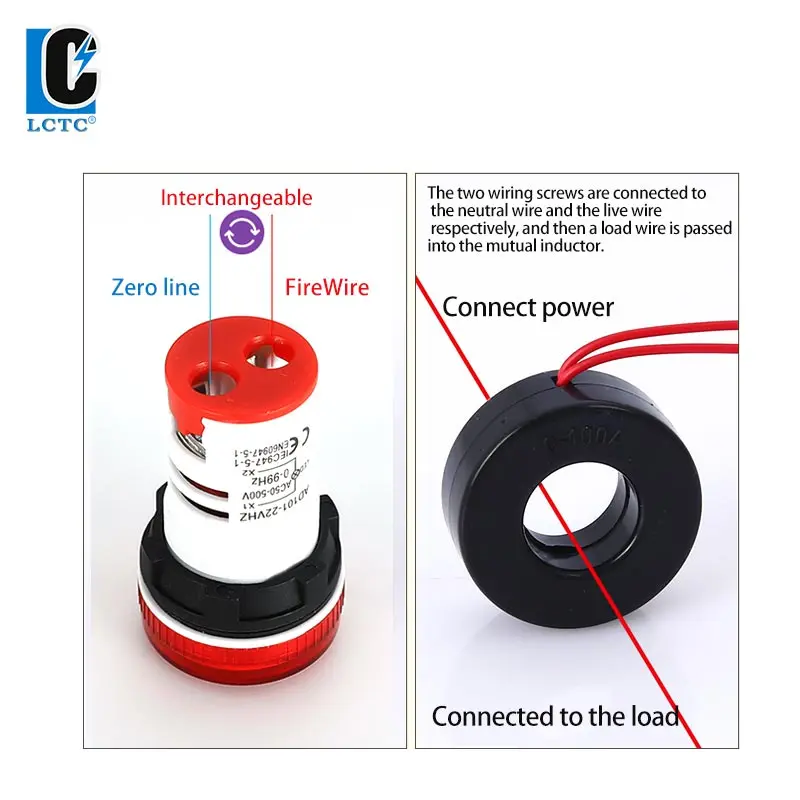 AD16-22FVA AC 380V Digital Display Current and Voltage Meter Integrated Indicator Light One Meter Dual-purpose Digital Dual Disp