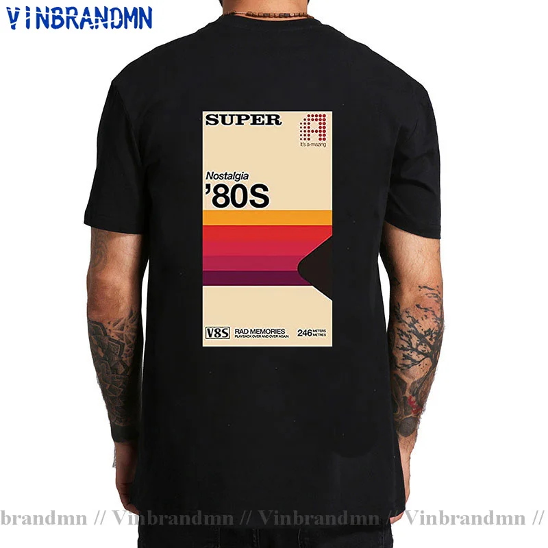 Men Brand Tee Shirt Super Tape T Shirt 1980s The Eighties Retro VHS Movies Film Funny Nostalgia 80's Mens T-shirt Euro Size Tops