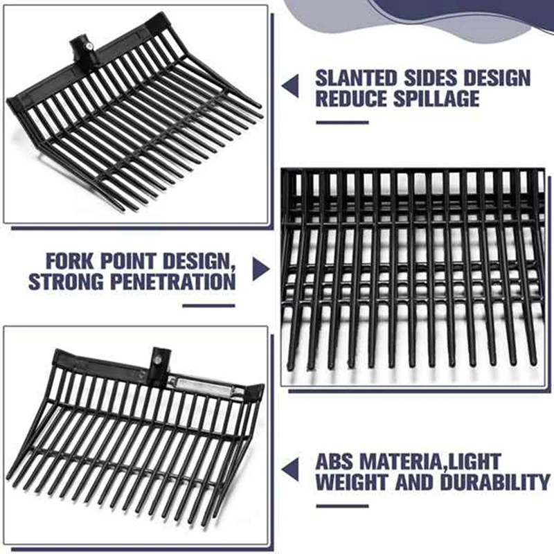 LICG-Manure Fork Replacement Head, Pitchfork Head, Horse Manure Rake, For Picking Up Manure, Plastic Fork Replacement Head