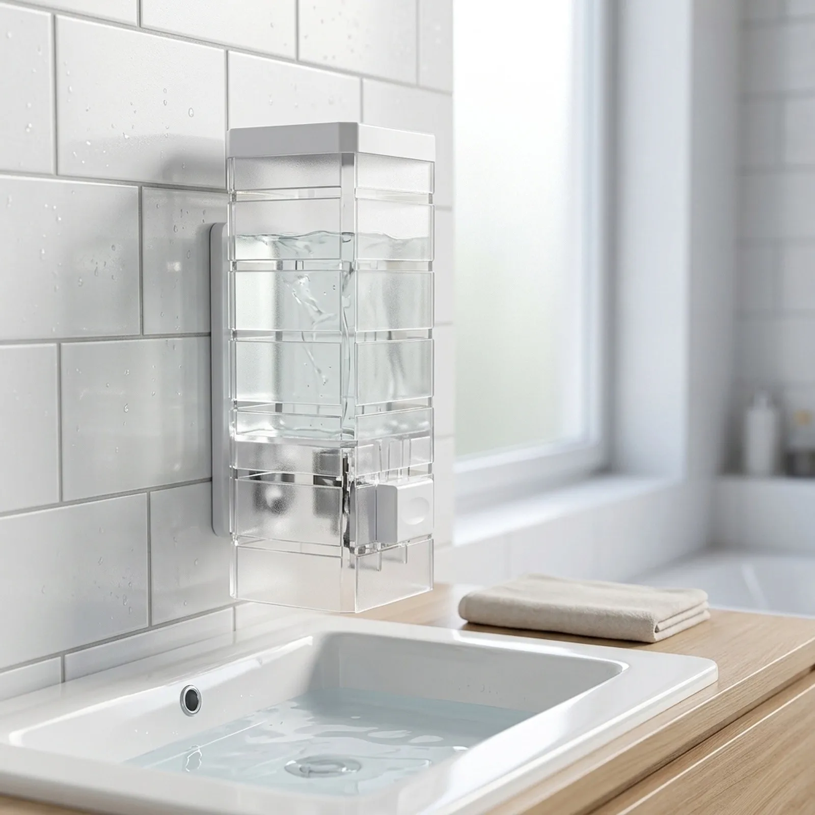 250ml Manual Soap Dispenser for Wall Mounting in For Bathroom or Kitchen Transparent Design to Monitor Soap Level Efficiently