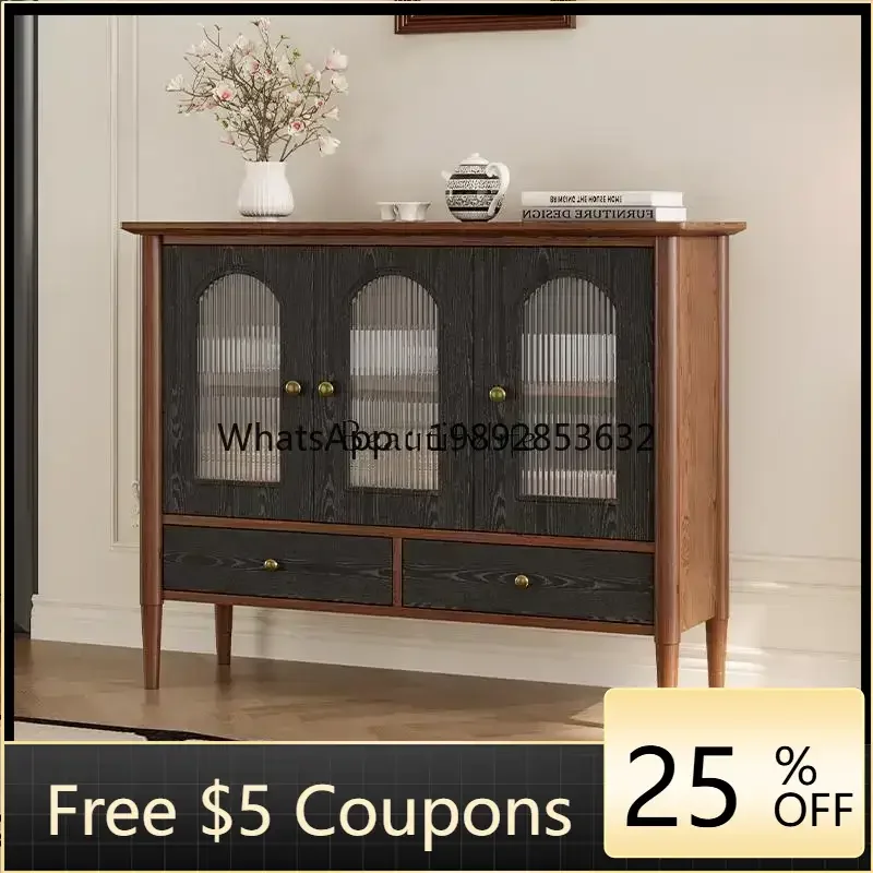 

W1 jj LFrench retro all-solid wood dining side cabinet against the wall Medieval tea cabinet