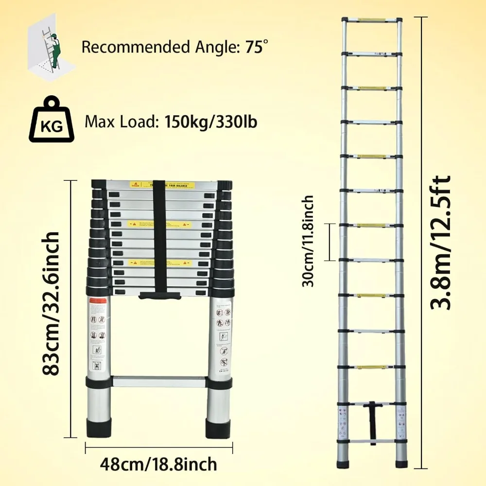 سلم تمديد من الألومنيوم قابل للطي - سلم تصغير خفيف الوزن للمركبات الترفيهية والوصول العليمي والمزيد #2