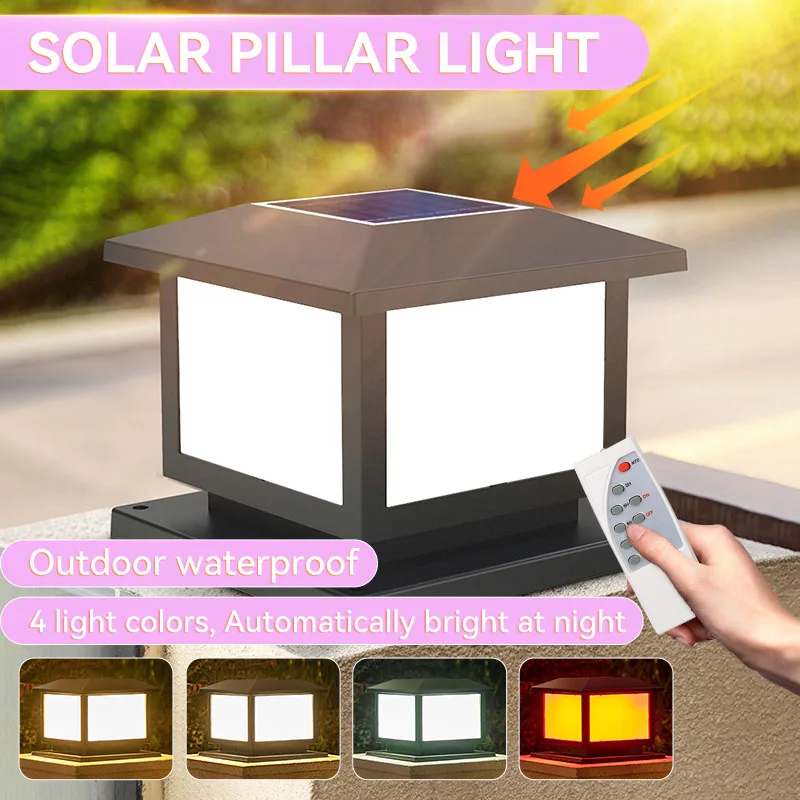 Solar Pillar Light Waterproof Light With Remote Control 15CM/20CM Solar Power Outdoor Garden Lighting For Courtyard Lawn Lamps