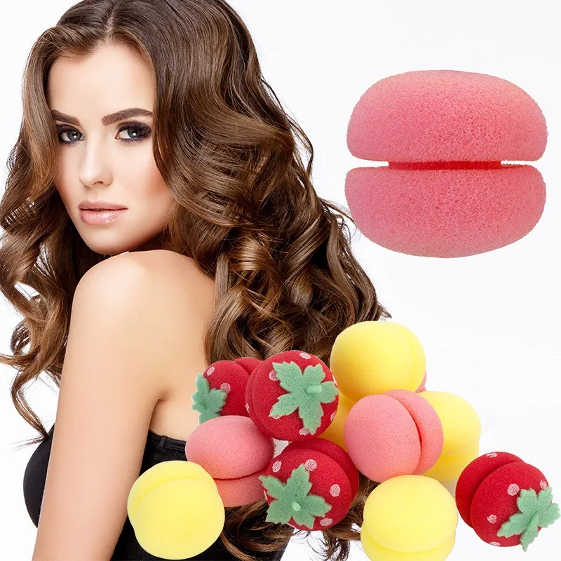 6Pcs DIY Sponge Rollers Curlers Bouncy Curling Hair Head Hair Curler Strawberry Curler Long Hairs Hair Styling Tools