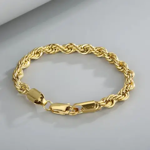 Hot Sale 18k Gold 925 Sterling Silver 4MM Rope Chain Bracelets for Men Women Lady Boy Wedding Party Gifts 20cm 8in