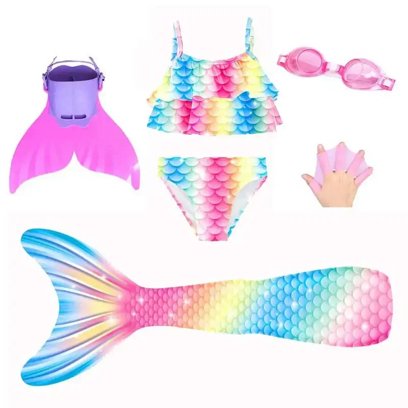 Girls Mermaid Tail Cosplay Costume Kids Children Swim Mermaid Tail Swimwear Pool Beach Swimsuit Monofin Anime Costume