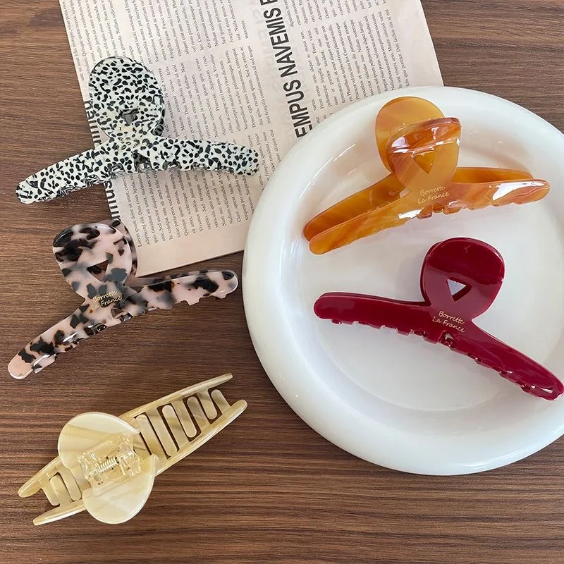 1pc Korean FRANCE Acetate Hair Clip, Stylish French High-End Large Shark Clip, Suitable for Thick Hair, Hair Accessory
