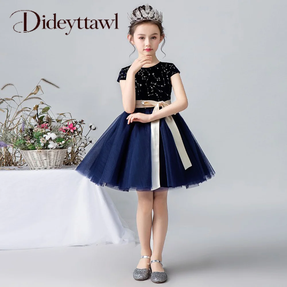dideyttawl-customized-short-flower-girls-dresses-knee-length-junior-bridesmaid-dress-kids-birthday-party-pageant-gowns-navy-blue