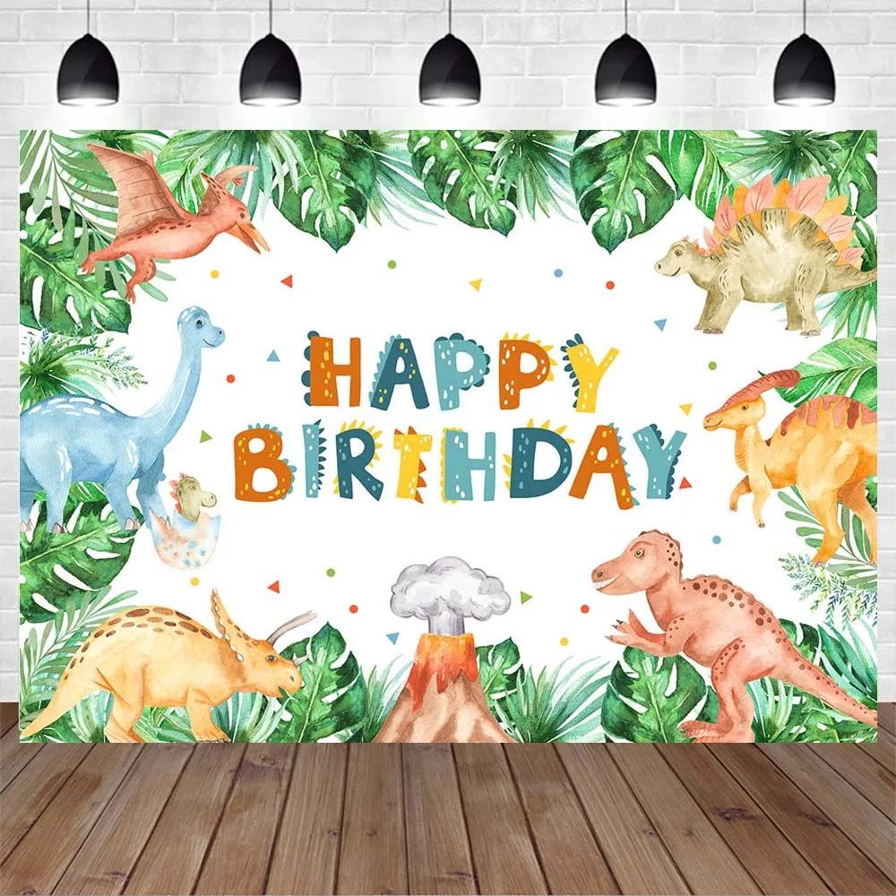 Mocsicka Dinosaur Birthday Backdrop Jungle Jurassic World Tyrannosaurus Rex Kids Party Decor Baby Shower Background Photo Studio