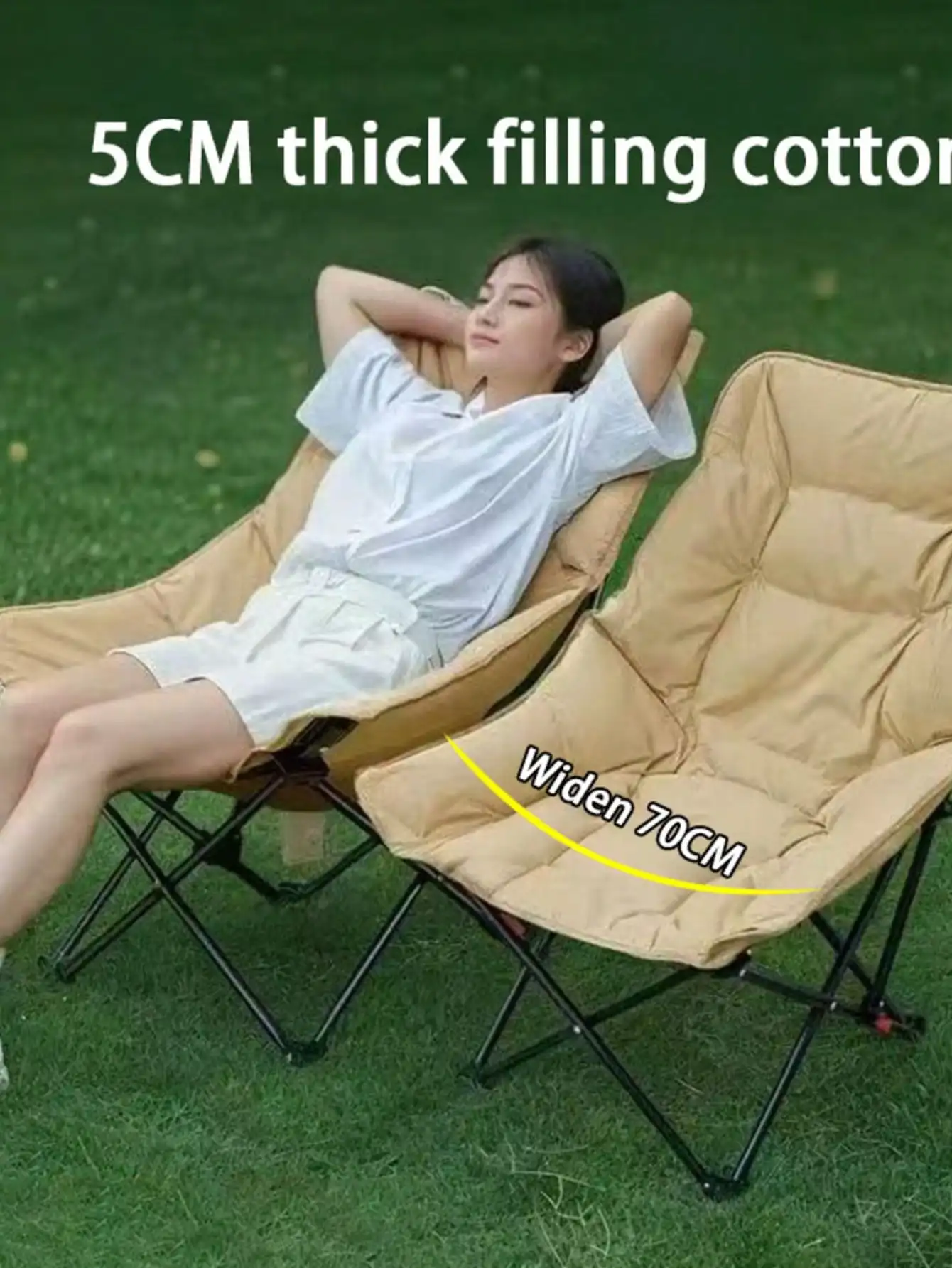Outdoor Folding Chair, Camping Essential Chair, Folding Stool, Adjustable Angle, Padded, Extremely Comfortable, Garden Leisure Chair, Sand Difficult Chair,