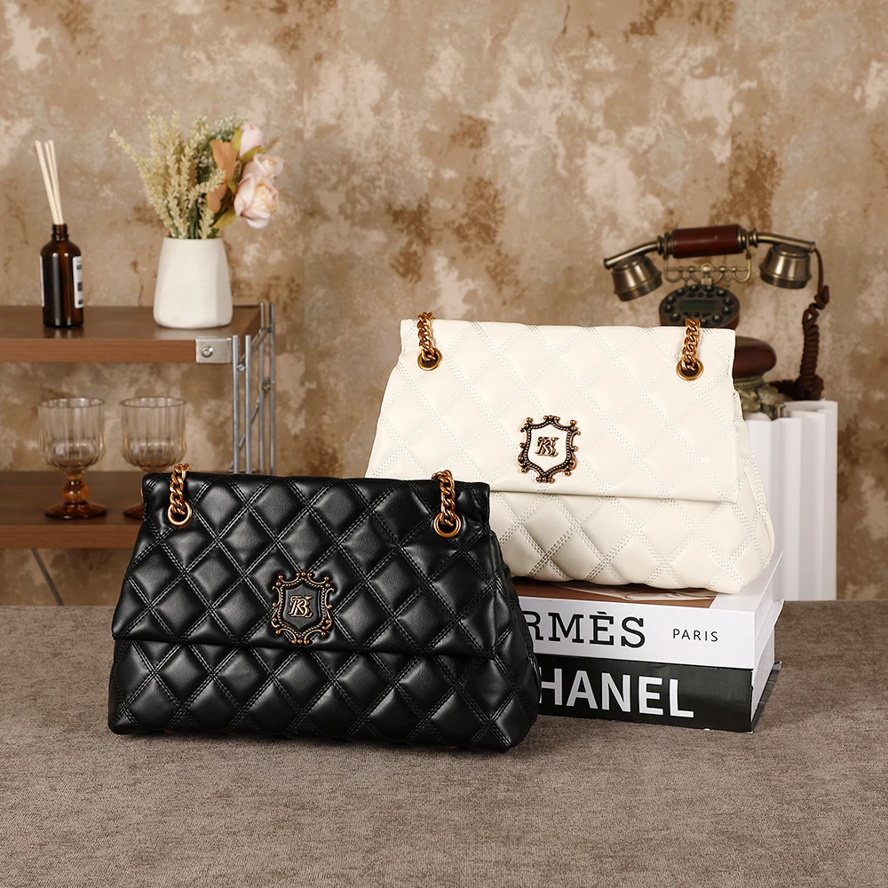 

Женская сумка через плечо, новинка сезона 2026, модная элегантная сумка с ромбовидным узором, высококачественная дизайнерская сумка на цепочке, сумка-багет, модная