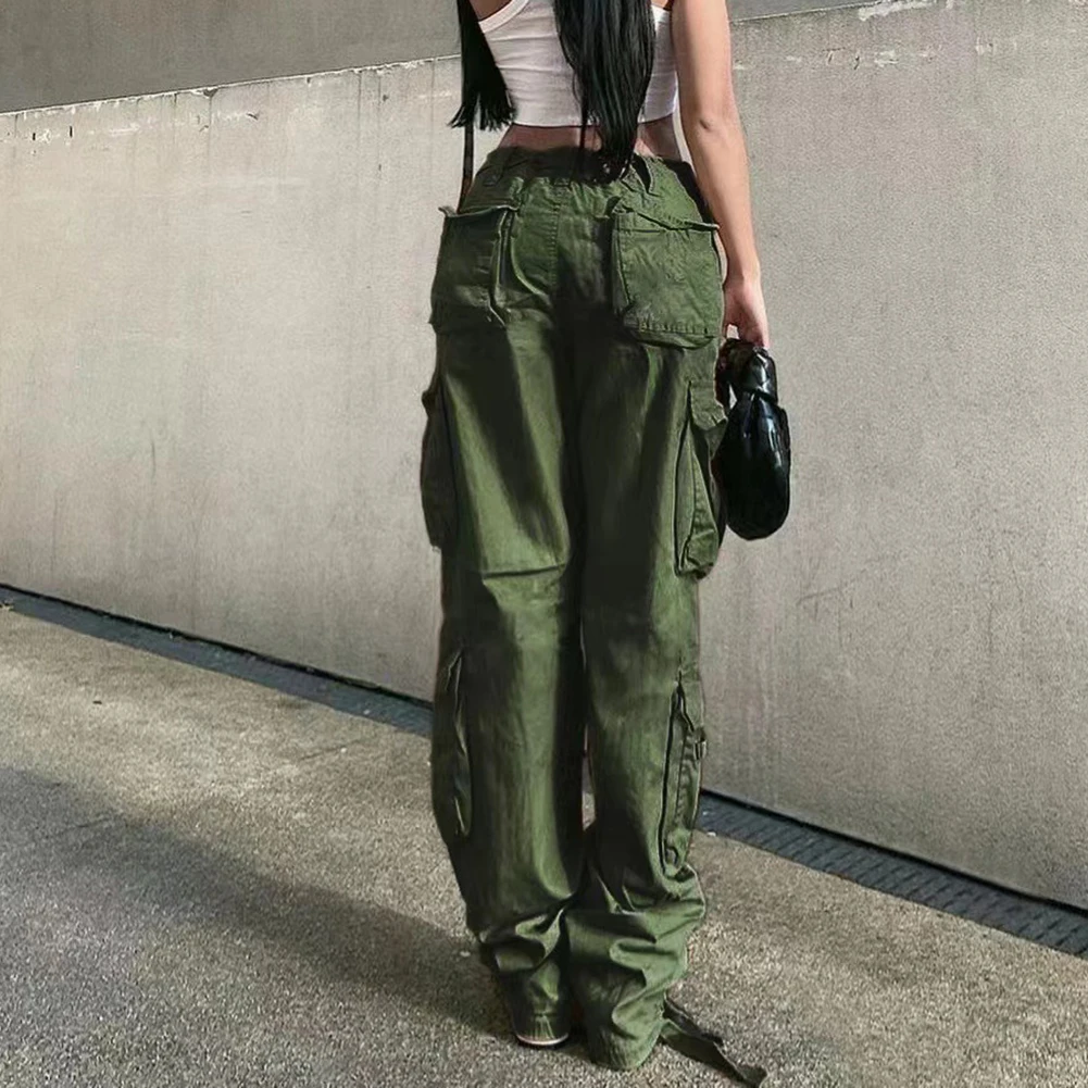 

Outdoor Activities Light Grey Baggy Cargo Pants Fashion Vintage Women Trousers Women's Streetwear Straight Leg Design