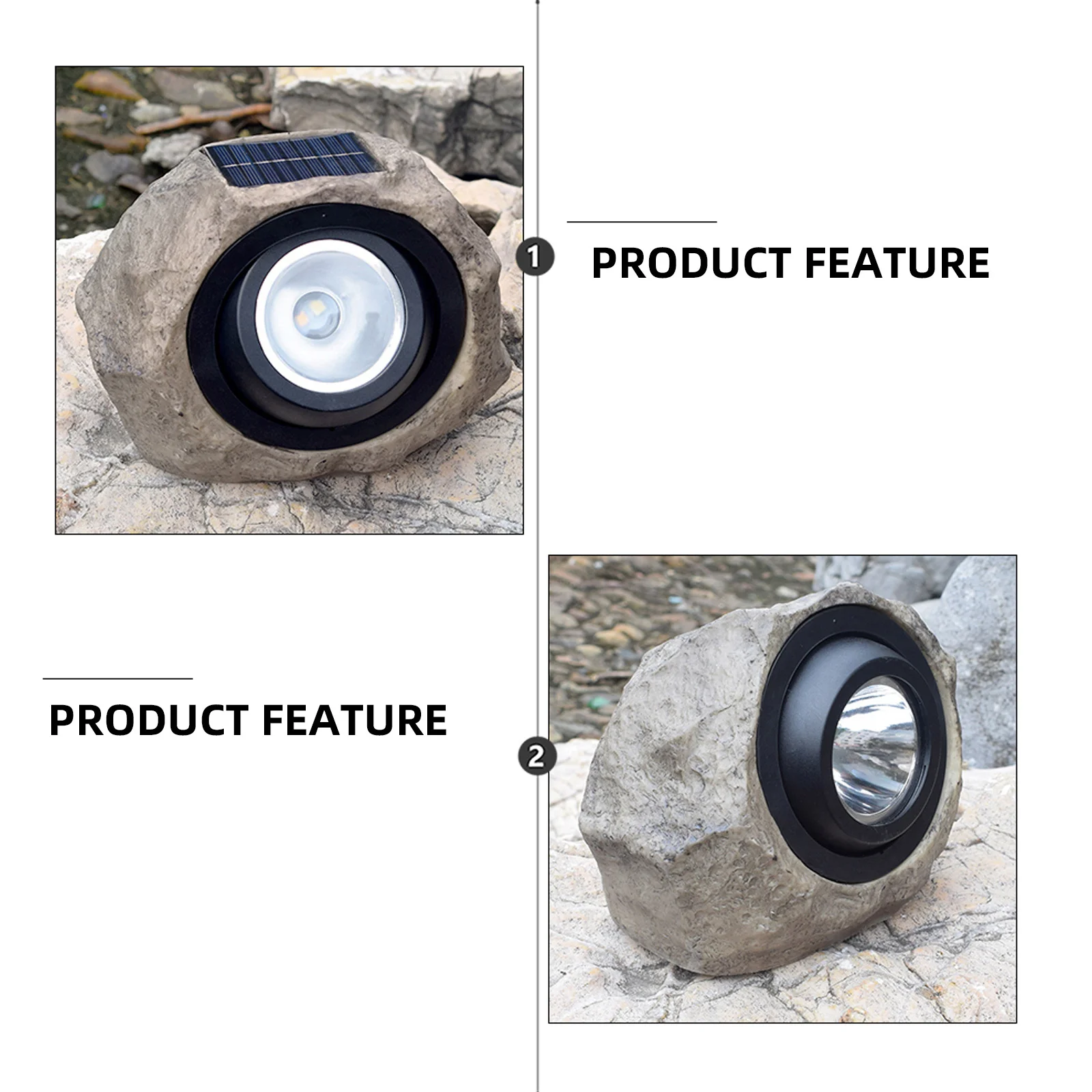 مصباح الحجر الشمسي أضواء ساحة مقاوم للماء مادة الراتنج في الهواء الطلق مصابيح LED إضاءة رومانسية فناء مسار حديقة ديكور تعمل بالطاقة الشمسية #1