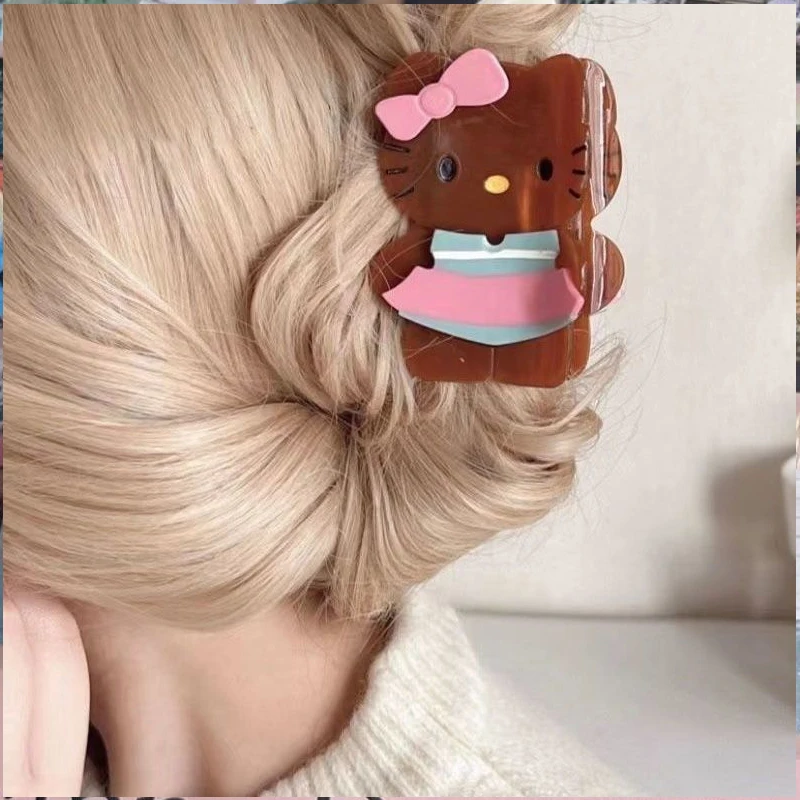 Kawaii Sanrio Anime Hello Kitty Hairpin Y2K Cute Kt Cat Figure Hair Accessories Cartoon Fashion Grip Fashion Gifts for Girls