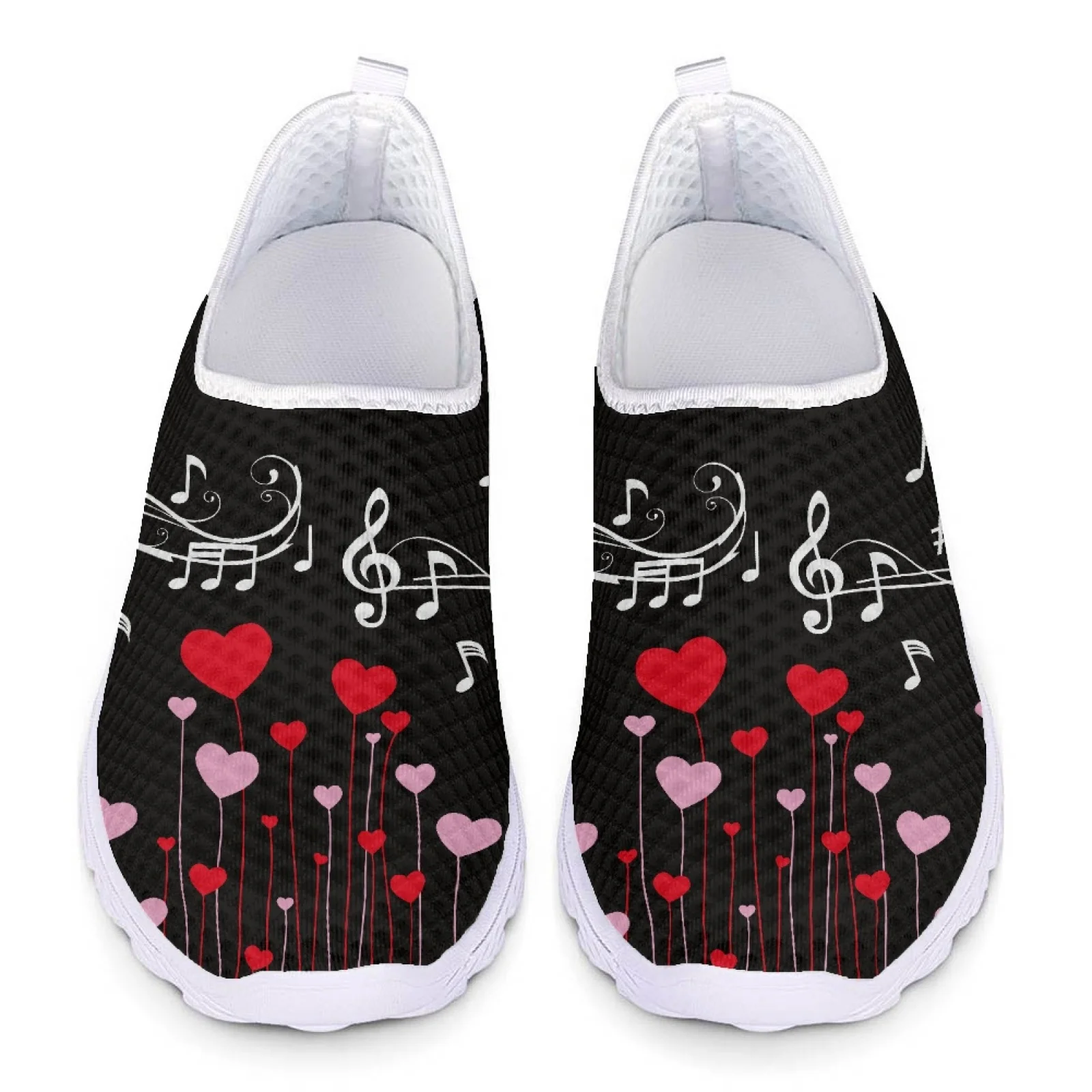 Cute Music Notes Print Summer Super Light Woman Flat Shoes Loafers Women Casual Shoes Mesh Slip On Flats Sneaker Ladies Sneakers