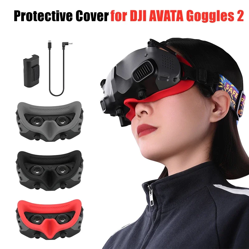 Eye Mask/Pad for DJI AVATA Goggles 2 Silicone Protective Cover Case Face Plate Headband Replacement Drone Glasses Accessories