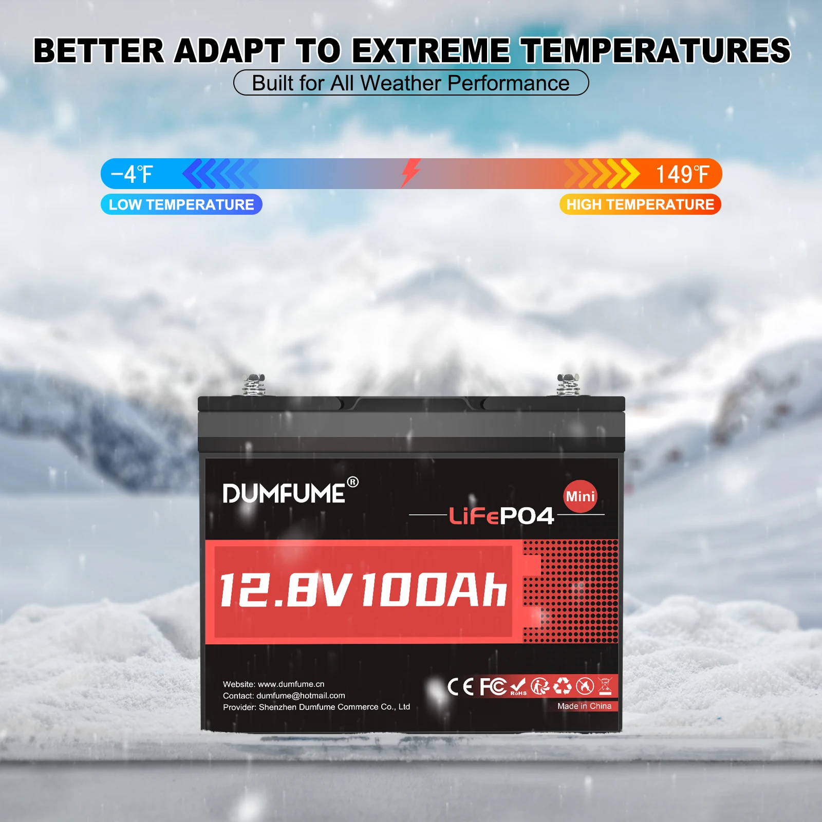 Dumfume 2 عبوات 12 فولت 100 أمبير بطارية LiFePO4 صغيرة مدمجة 100 أمبير BMS بطاريات ليثيوم مثالية لتخزين الطاقة المنزلية الشمسية خارج الشبكة #4