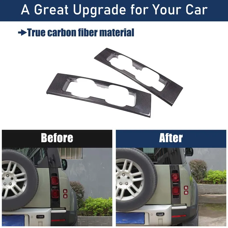 For Land Rover Defender 90 110 130 2020-2025 Real Dry Carbon Fiber Car Rear Taillight Protection Panel decorative Car Accessory