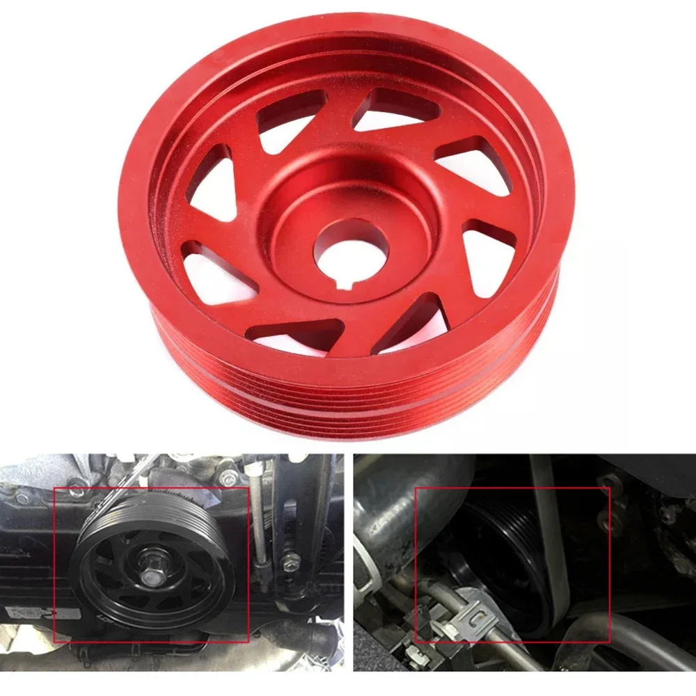 

Car Wear Parts Red/Black Billet Aluminum Light-Weight Crankshaft Crank Pulley Fits For Subaru Impreza WRX STI