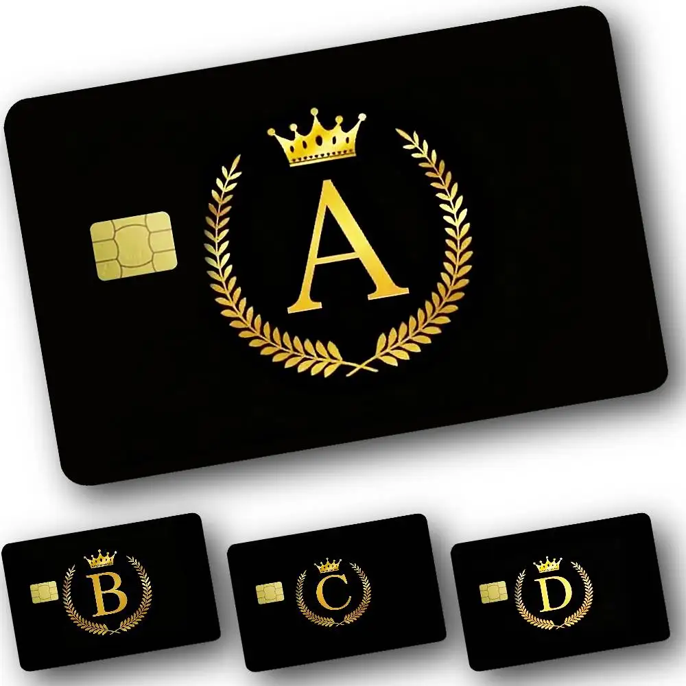 

Black Golden Crown Letter Card Stickers Cartoon Decorative Small Waterproof Chip 4PCS Card Sticker New Anti-Scratch