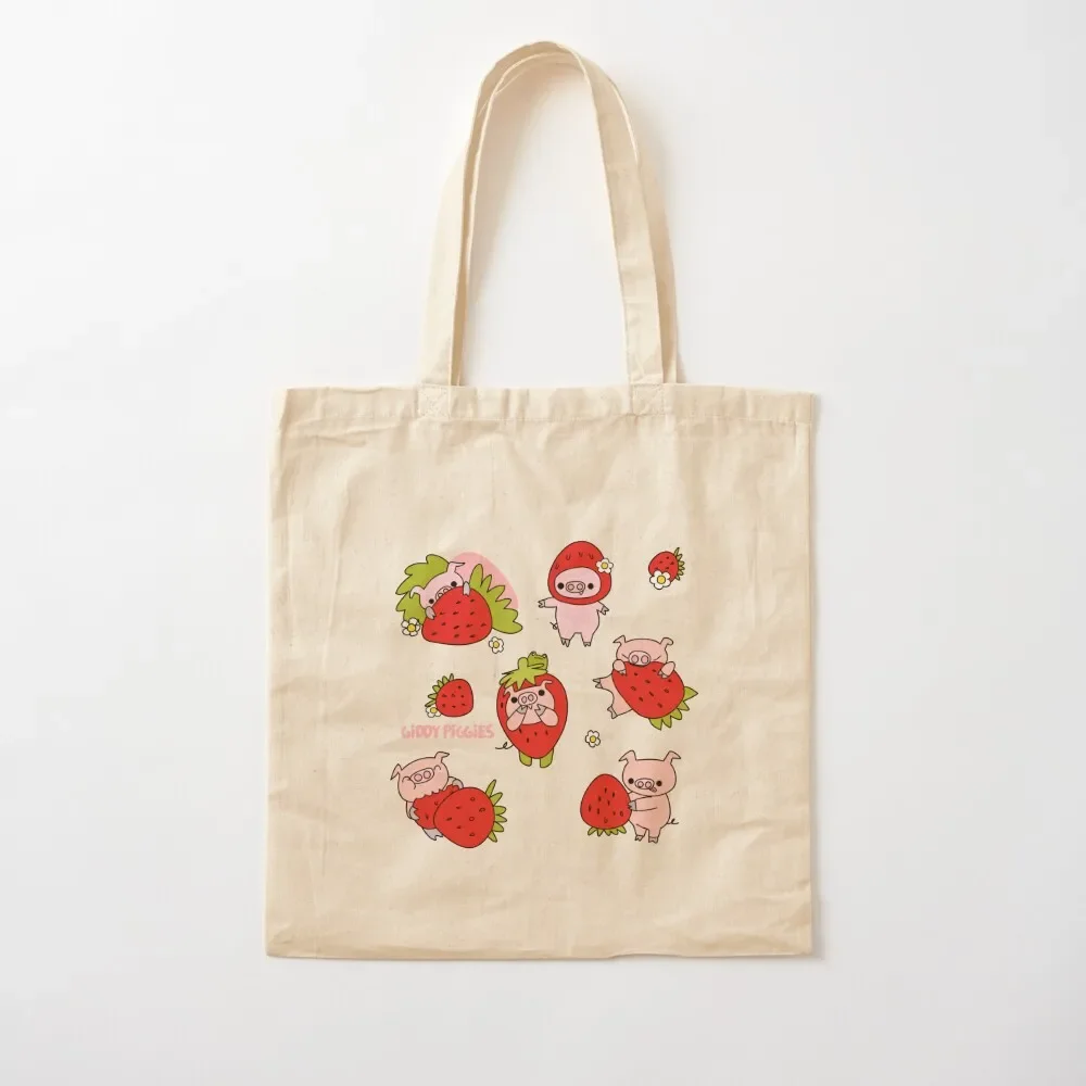 

Giddy Piggies Strawberry Picking Tote Bag canvas tote Reusable bags tote bag men Bag