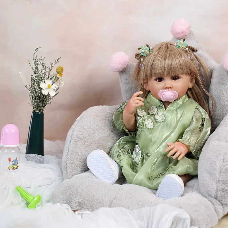 22 inch 55cm Reborn Baby Doll Full Body Silicone Waterproof Toddler Girl Doll Princess Lifelike Sof Touch Toy Christmas Gift