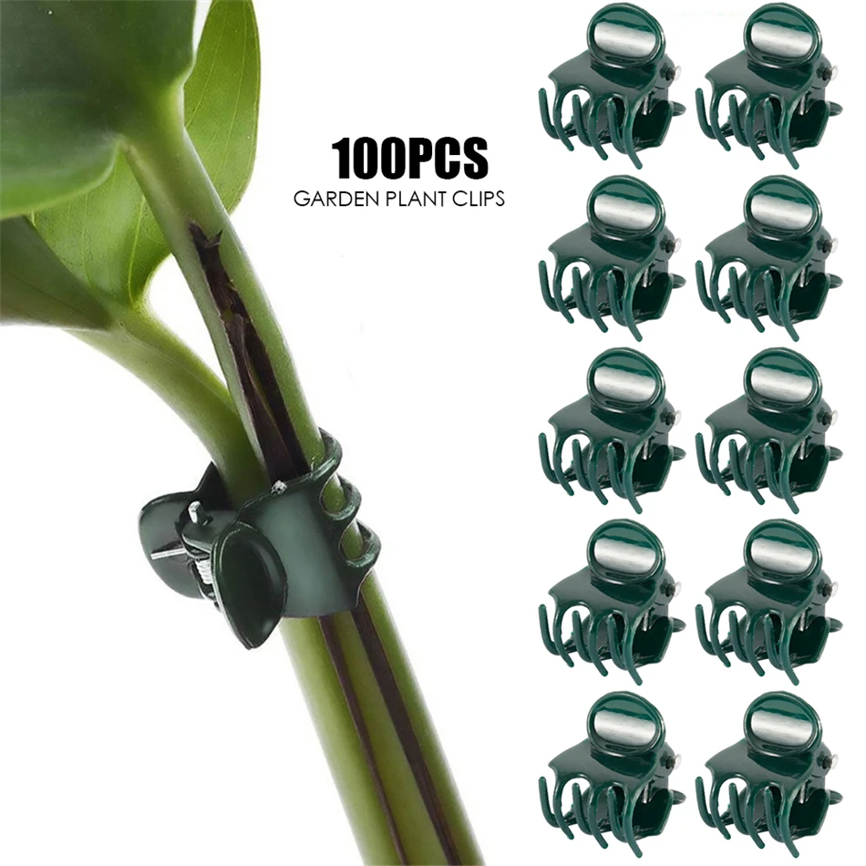 100PCS Plastic Plant Support Clips Orchid Stem Clip for Vine Support Vegetables Flower Tied Bundle Branch Clamping Garden Tool