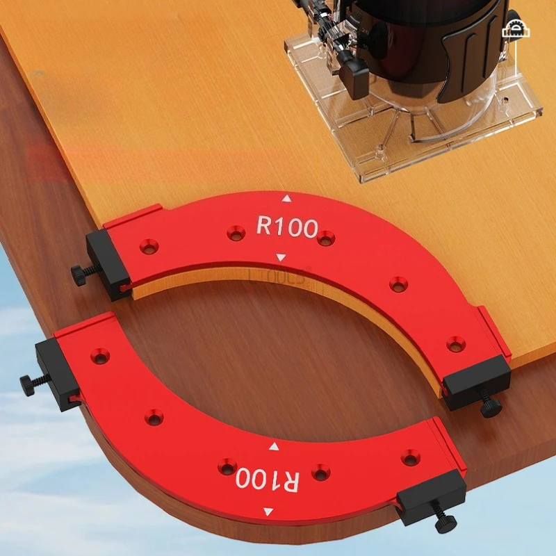 New R100-R300 Woodworking Round Corner Trimming Mold Woodworking Router Templates Radius Jig Arc Angle Positioning Tool Guide