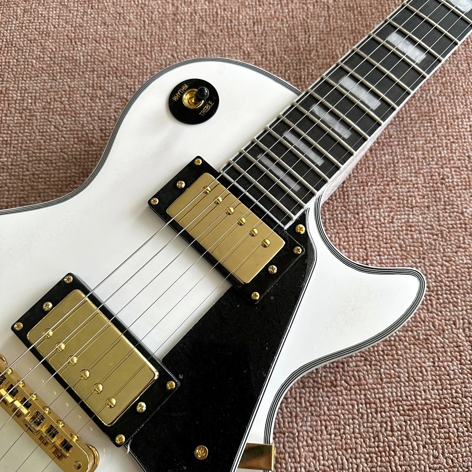 

Made in China, white electric guitar, ebony binding, Tune-o-Matic Bridge， Gold hardware, free delivery