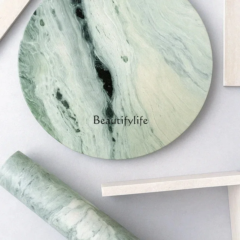 Natural cloud jadeite marble round dining table modern simplicity Italian minimalism