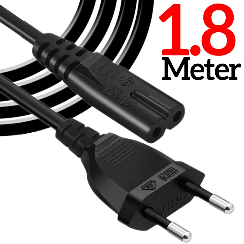 1m/1,5m/1,8m Europäisches 2-Poliges zu C7 Stromkabel EU-Stecker 2-Poliges Netzkabel für PS4 PS5 Xbox Computer Laptop TV