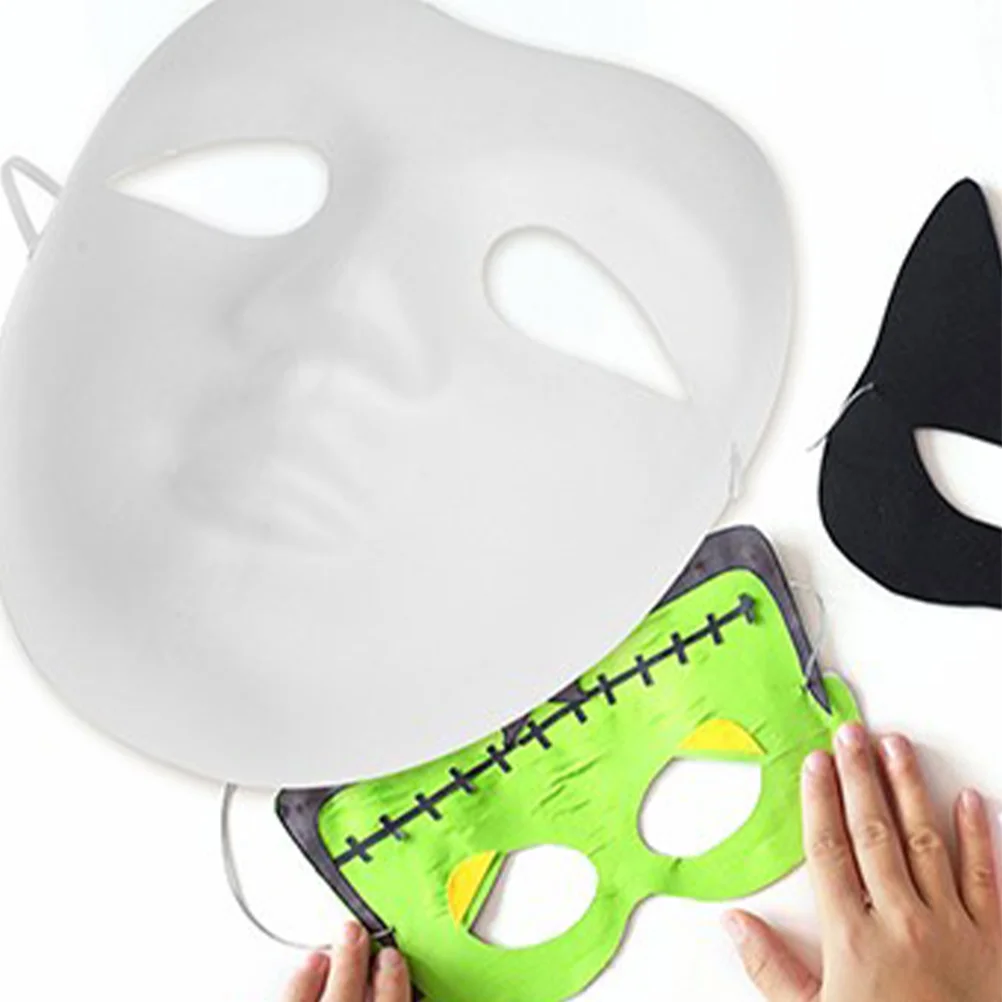 5 Pcs Create Your Own Mask Full Face Costume DIY Wedding Masquerade Supplies Paper Unpainted Cosplay Accessories