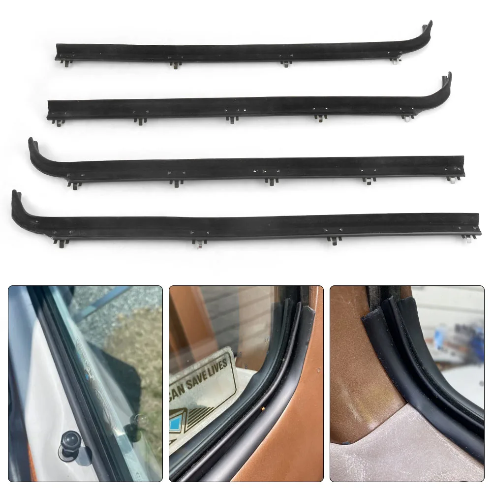 

4PCS Car Door Window Seal Belt Inner & Outer Weatherstrip Kits F2TZ1521457A E7TZ1521453A For 1987-1997 Ford F150 F250 F350