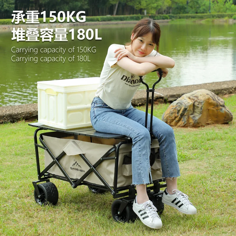 Outdoor camping trolley camping trolley camping foldable large capacity trolley picnic light travel small trailer