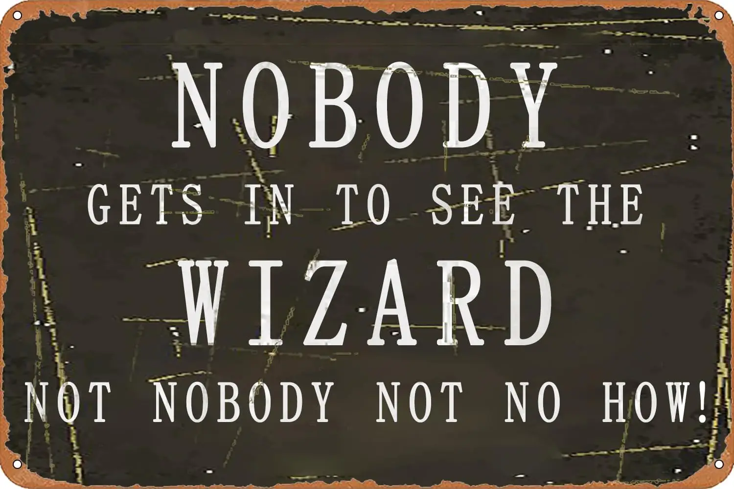 1p,Nobody Gets In To See The Wizard Tin Chic Sign Rustic Vintage Style Retro Kitchen Bar Pub Coffee Shop Decor  Metal Plate Sign