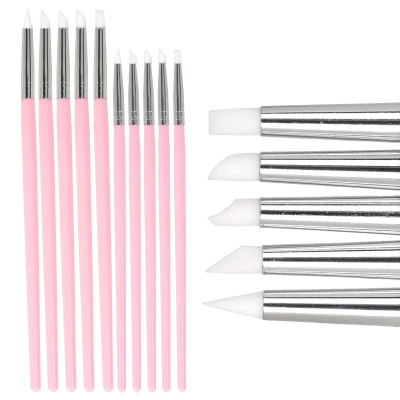 5pcs Dental Resin Shaping Brush Pens Silicone Head Adhesive Composite Cement Porcelain Teeth Tool Teeth Whitening