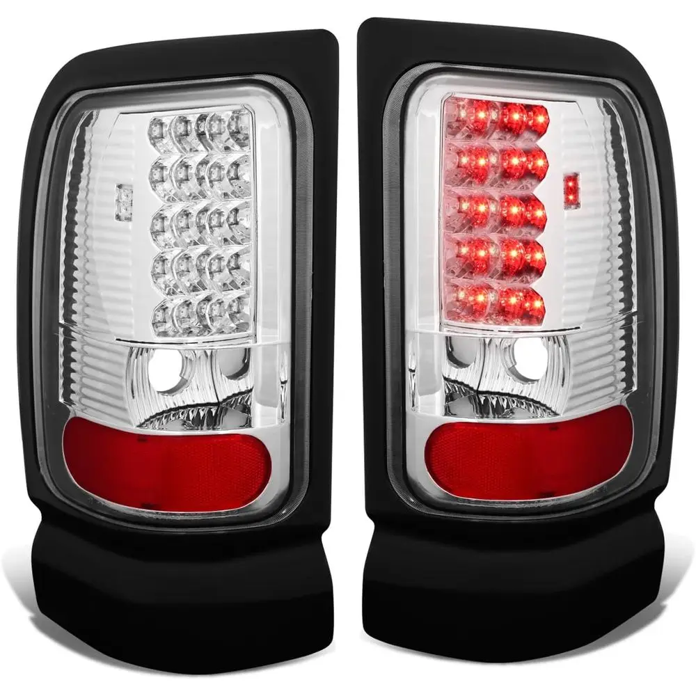 

Full LED Tail Lights Assembly Compatible with 1994-2002 Dodge Ram 1500 2500 3500 Rear Brake Lamps Driver and Passenger Side, Chr