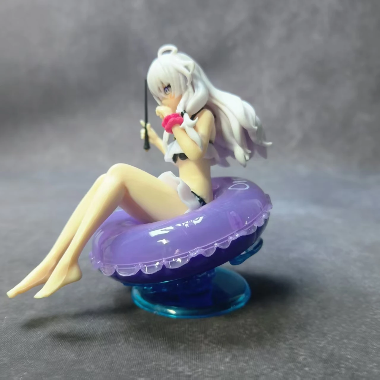 11cm Anime Cute Elaina Figure Wandering Witch The Journey PVC Sitting Position Swimsuit Model Swimming Ring Toys Gifts