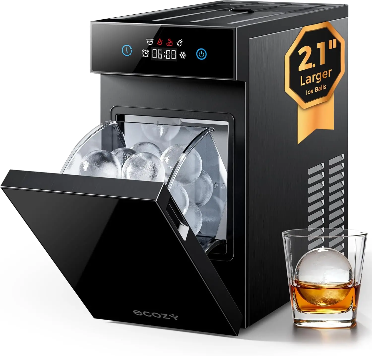 

2.1" Clear Ice Ball Maker Countertop with CrystalFlux Technology, Minimal Footprint Sphere Ice Maker with 8H Timer, 1 pc in 30