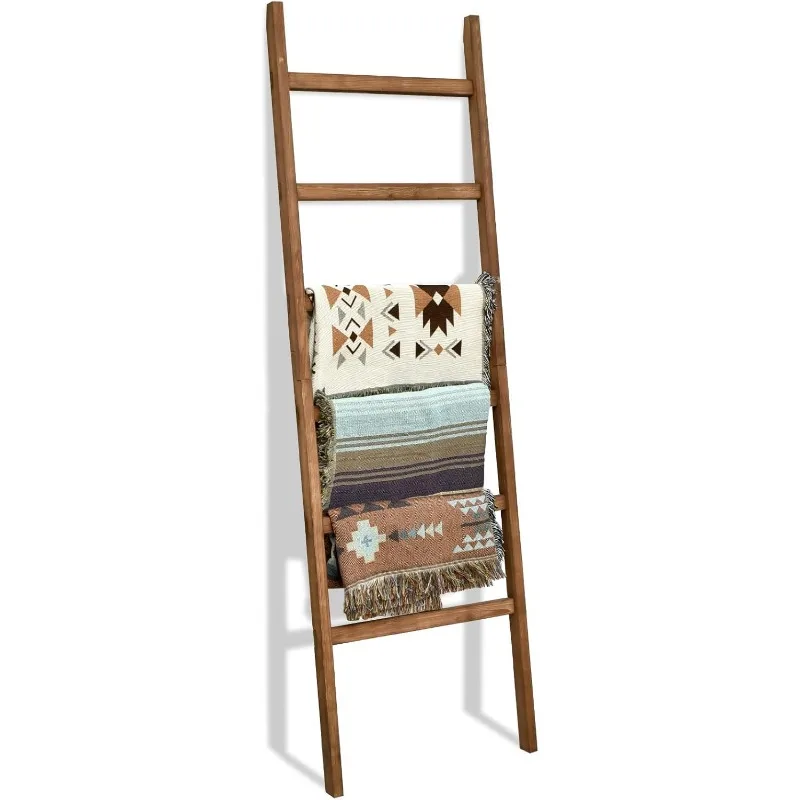 

6.4ft Extra Wide Wooden Blanket Ladder Living Room Decorative Wal Leaning Farmhouse Quilt Display Holder Rustic Wood Towel Rack