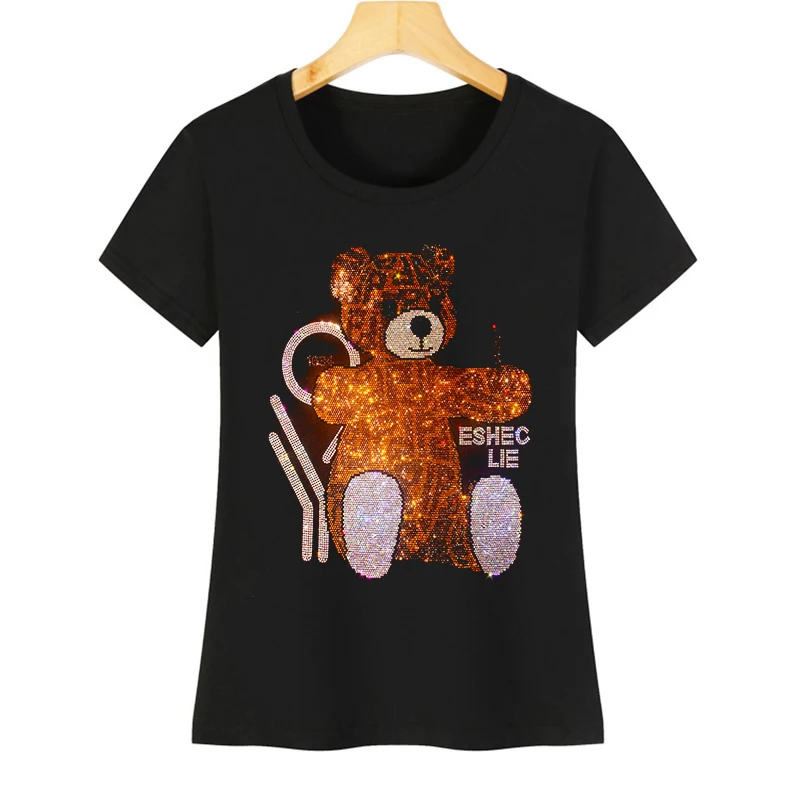 Glittering Rhinestone T-Shirt for Women: Trendy and Comfortable for Spring/Summer
