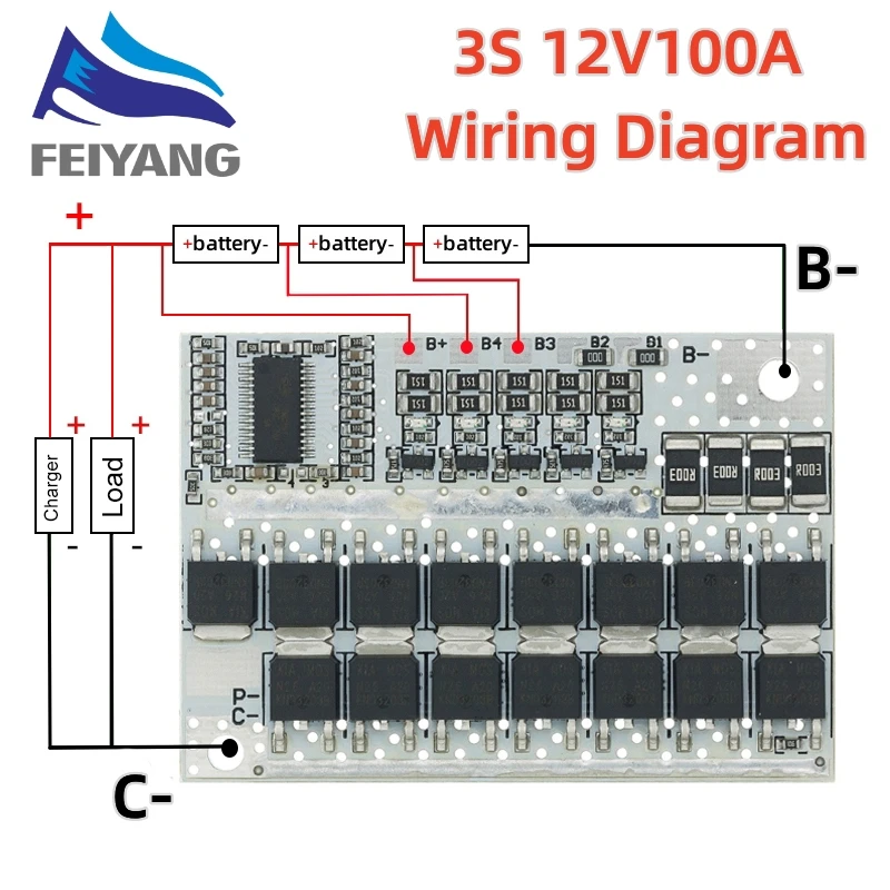SAMIROB 5S 4S 3S BMS 100A 21V 18V 16.8V 12V 18650 Li-ion LMO Ternary Lithium Battery Protection Circuit Board Balance Charging