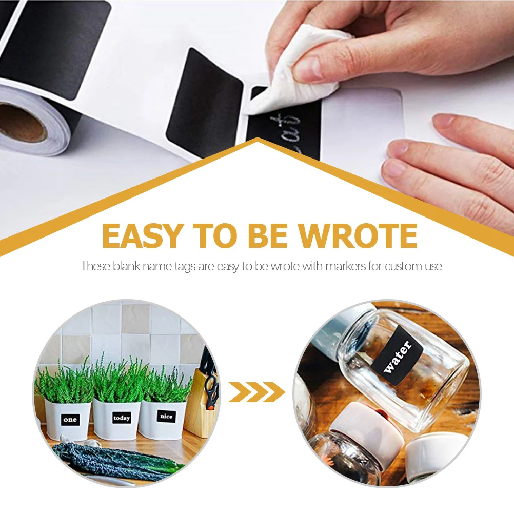 

1 Roll Blank Waterproof Name Tag Stickers Self-Adhesive Easy Peel Writable Labels for DIY Name Markers Home Notes