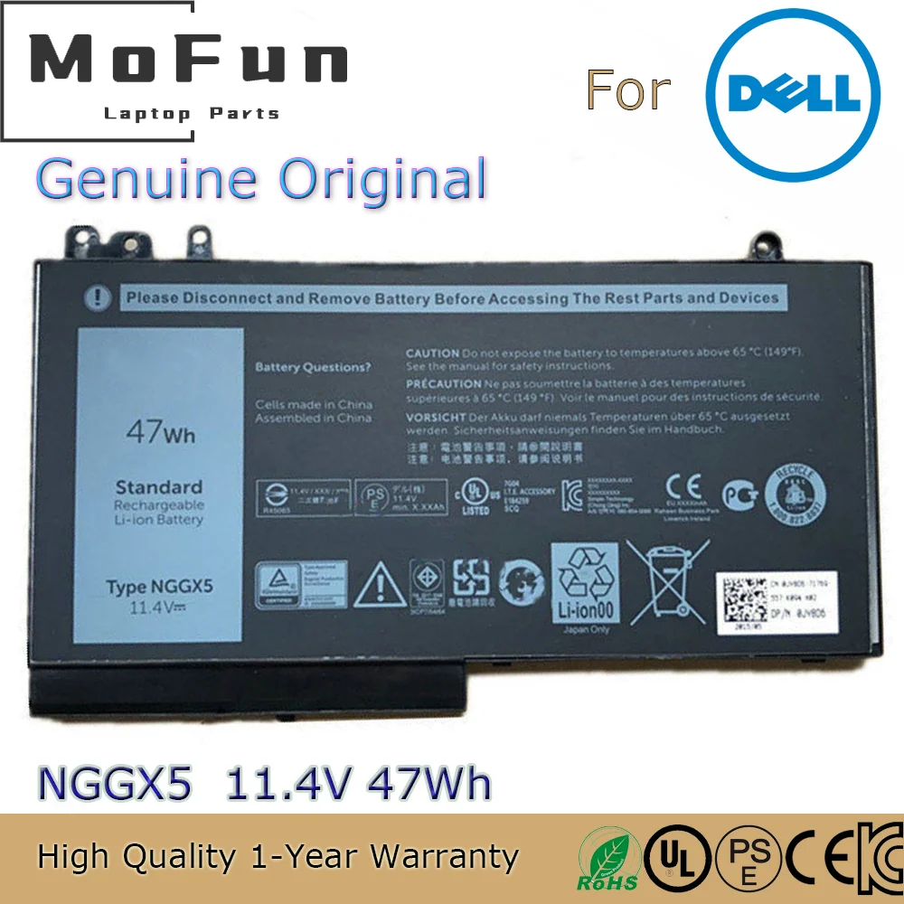 

Новый оригинальный аккумулятор NGGX5 11,4 в 47 Втч для ноутбука Dell Latitude E5250 E5270 E5470 E5550 E5570 M3510