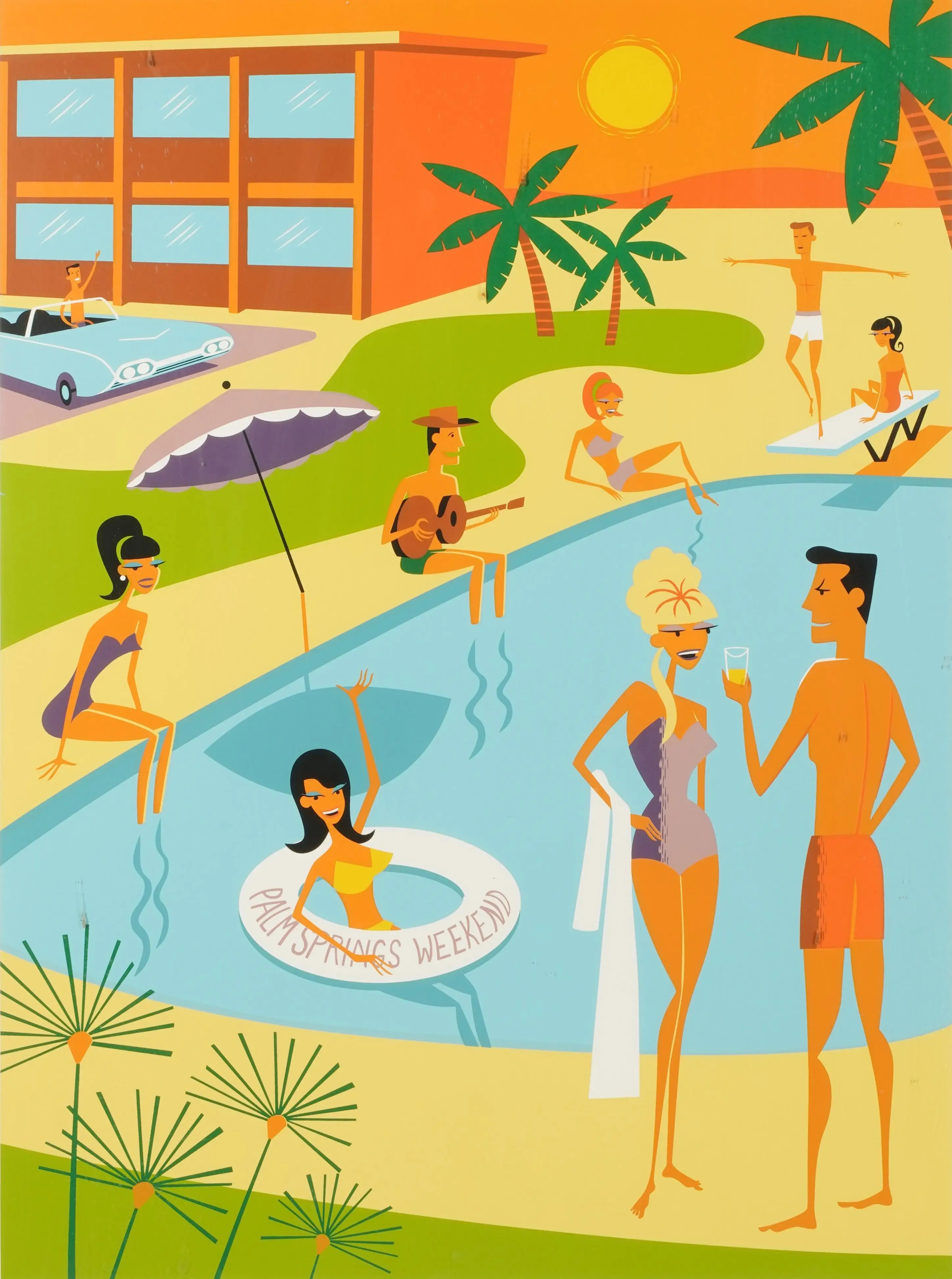 Josh Agle Shag Palm Springs Weekend Print Art Canvas Poster For Living Room Decor Home Wall Picture